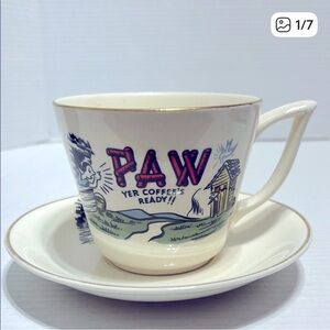 Yer Coffee's Ready! Cream Ceramic Cup and Saucer